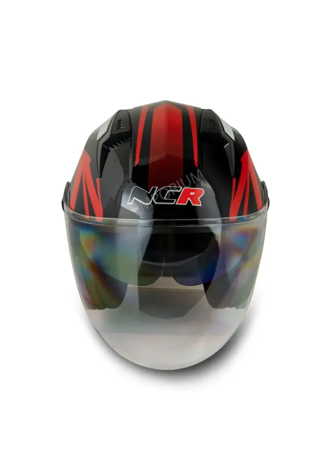 Unisex Çenesiz Motosiklet Kaskı (ECE)  Kırmızı