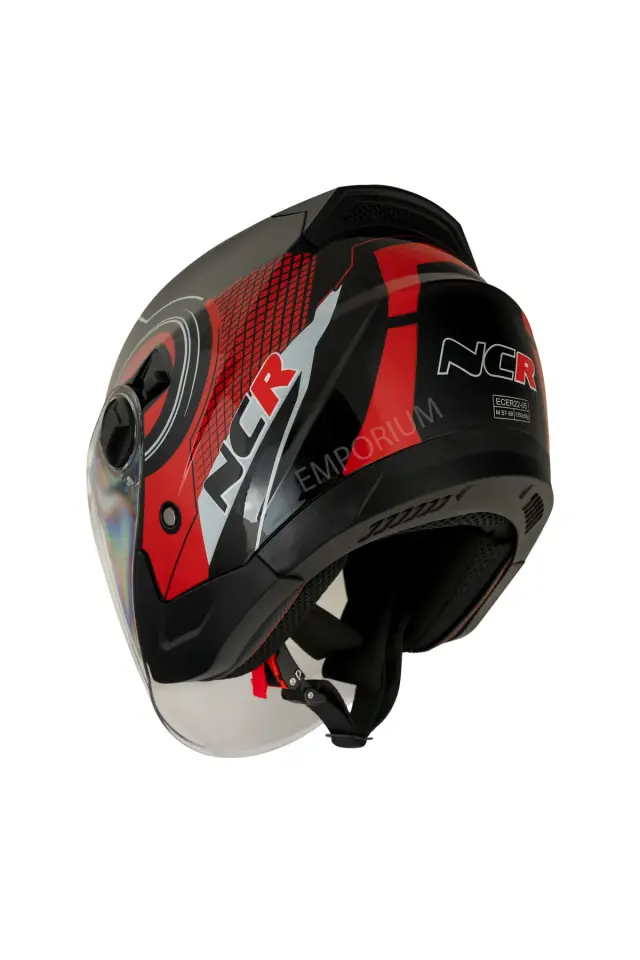 Unisex Çenesiz Motosiklet Kaskı (ECE)  Kırmızı