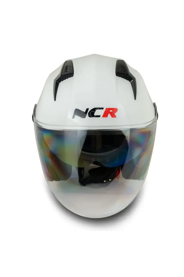 Unisex Çenesiz Motosiklet Kaskı (ECE)  Beyaz