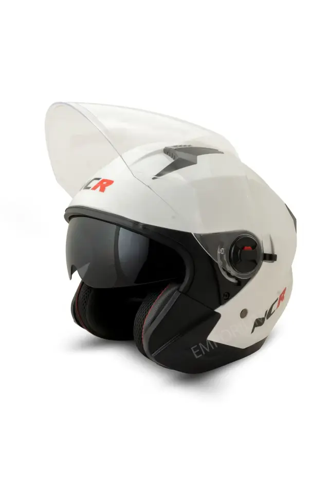 Unisex Çenesiz Motosiklet Kaskı (ECE)  Beyaz