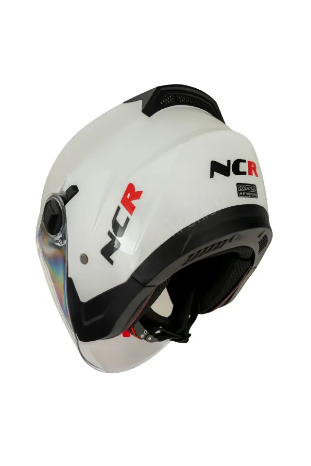 Unisex Çenesiz Motosiklet Kaskı (ECE)  Beyaz