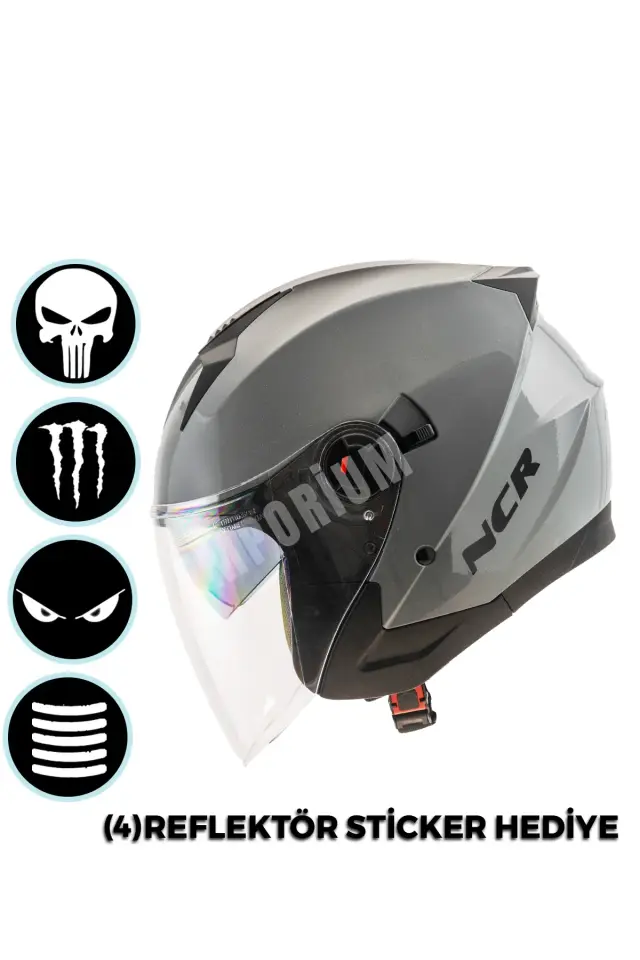 Unisex Çenesiz Motosiklet Kaskı (ECE)  Nardo Gri