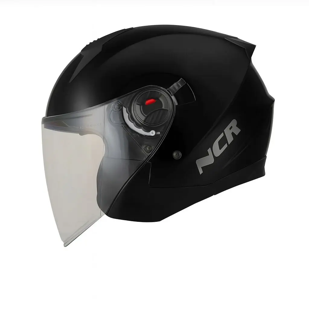 Unisex Çenesiz Motosiklet Kaskı (ECE)  Parlak Siyah