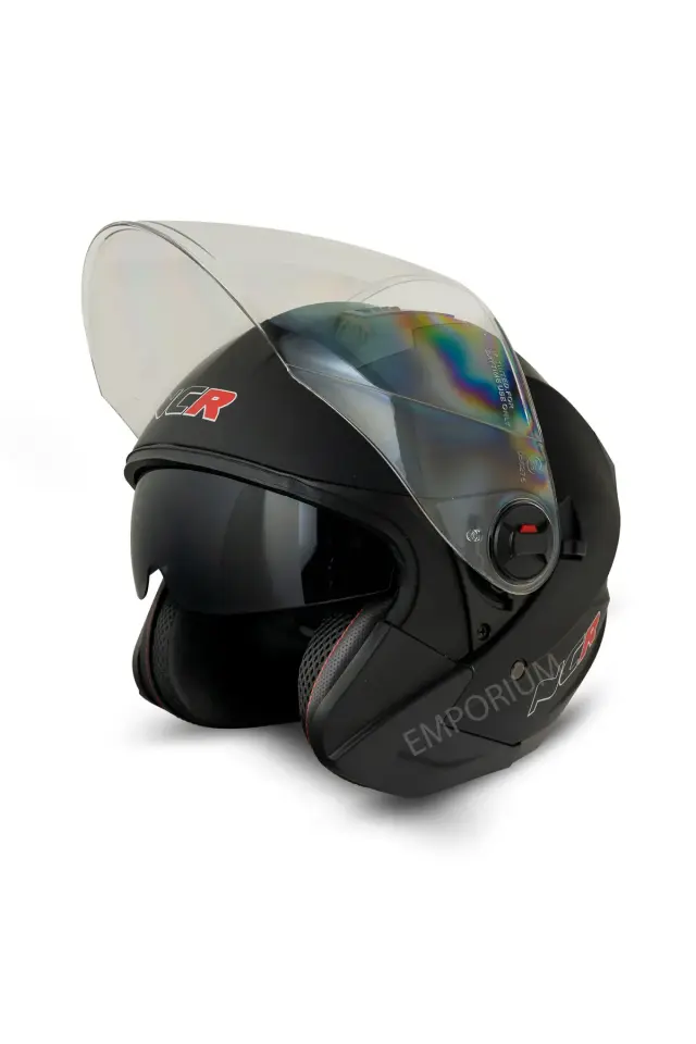 Unisex Çenesiz Motosiklet Kaskı (ECE)  Parlak Siyah