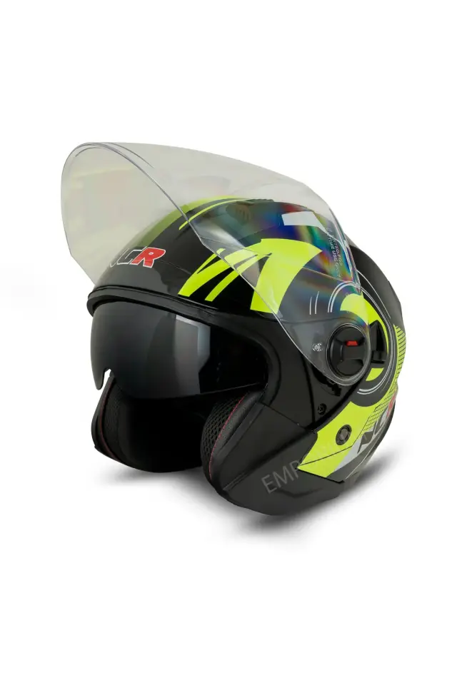 Unisex Çenesiz Motosiklet Kaskı (ECE)  Sarı